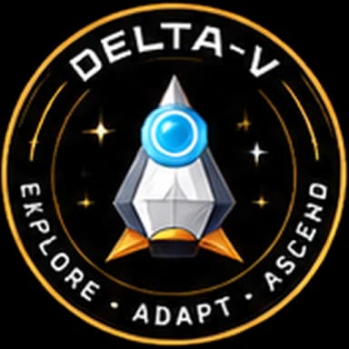 Delta-V program emblem: Explore, Adapt, Ascend