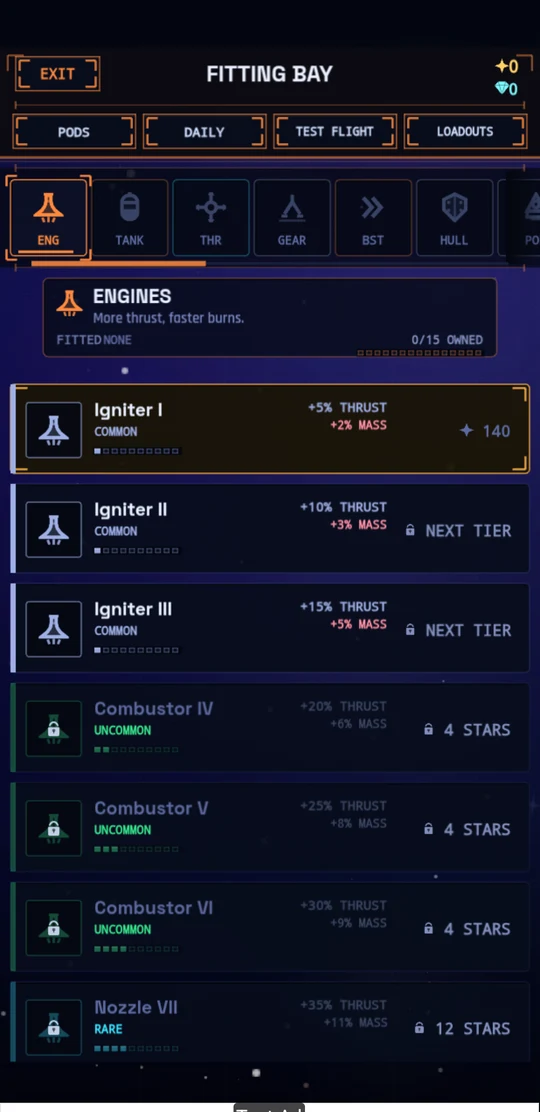 Delta-V on Android — fitting bay