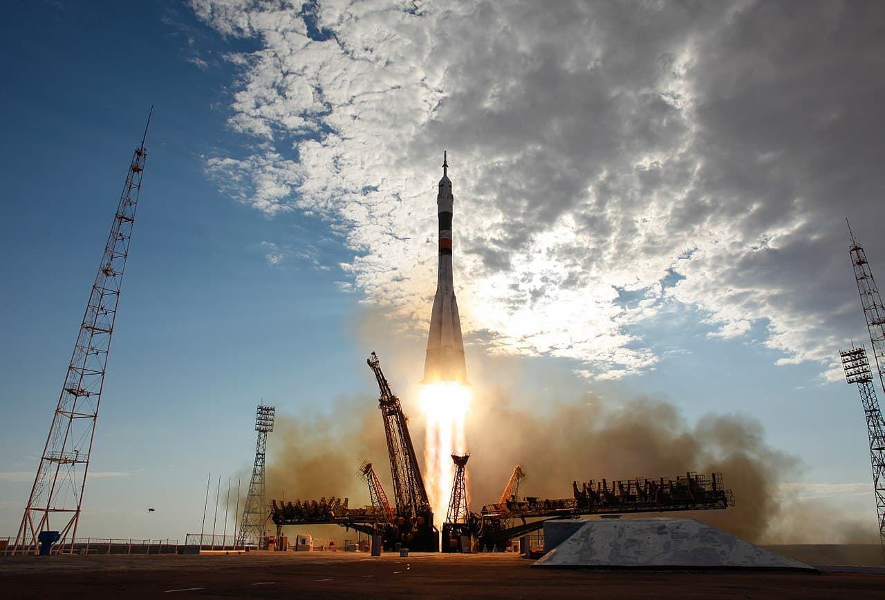Soyuz FG on the pad
